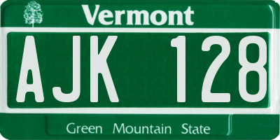VT license plate AJK128