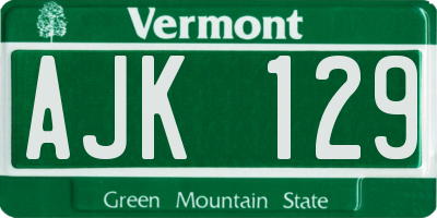 VT license plate AJK129