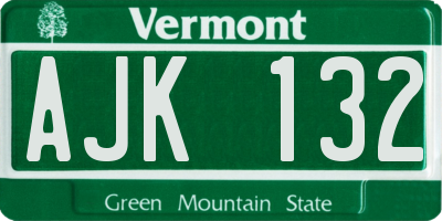VT license plate AJK132