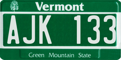 VT license plate AJK133