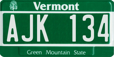 VT license plate AJK134