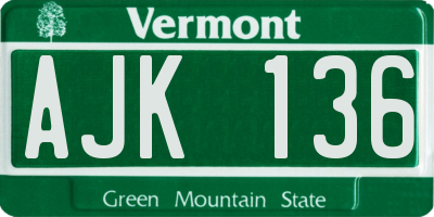 VT license plate AJK136