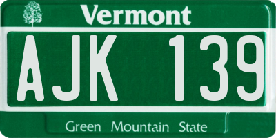 VT license plate AJK139