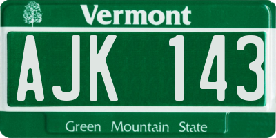 VT license plate AJK143