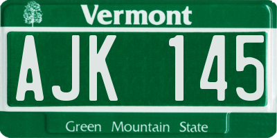 VT license plate AJK145