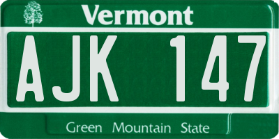 VT license plate AJK147