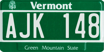 VT license plate AJK148