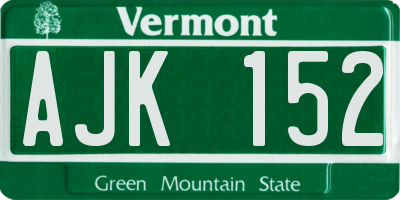 VT license plate AJK152