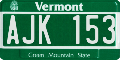 VT license plate AJK153