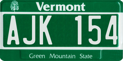 VT license plate AJK154