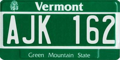 VT license plate AJK162