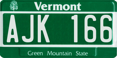 VT license plate AJK166
