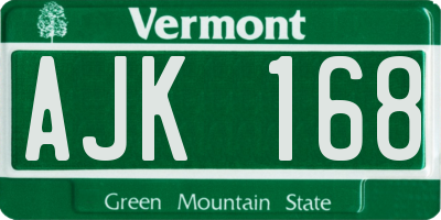 VT license plate AJK168
