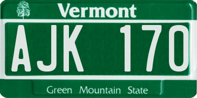 VT license plate AJK170