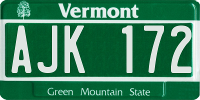 VT license plate AJK172