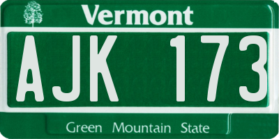 VT license plate AJK173