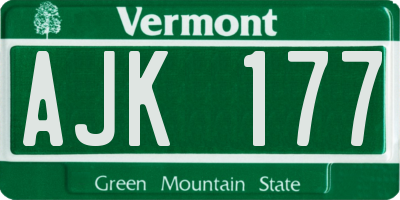 VT license plate AJK177