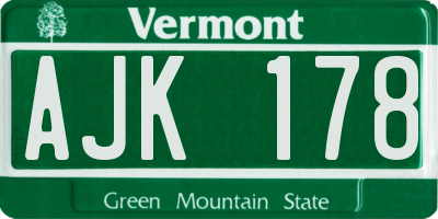 VT license plate AJK178