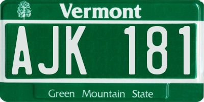 VT license plate AJK181