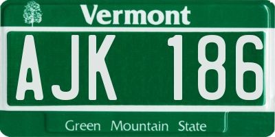 VT license plate AJK186
