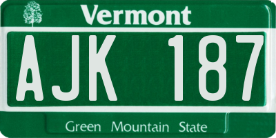 VT license plate AJK187
