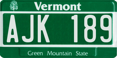 VT license plate AJK189