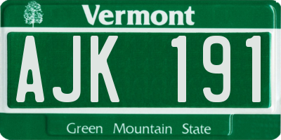 VT license plate AJK191