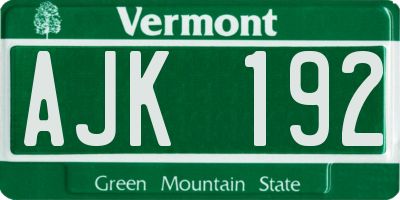 VT license plate AJK192