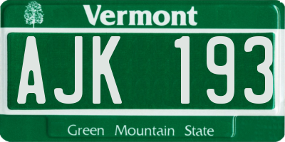 VT license plate AJK193