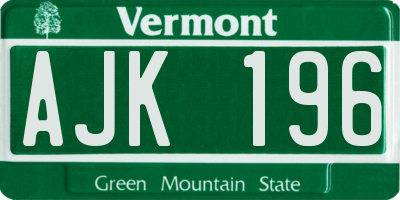 VT license plate AJK196