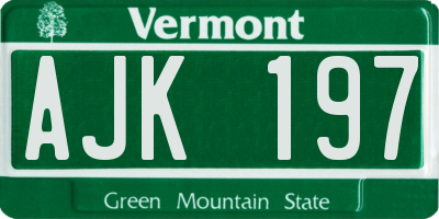 VT license plate AJK197