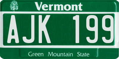 VT license plate AJK199