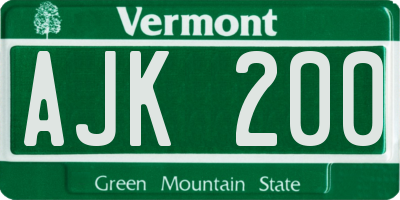 VT license plate AJK200