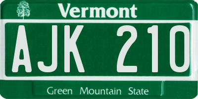 VT license plate AJK210