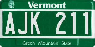 VT license plate AJK211
