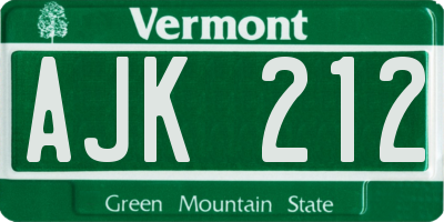 VT license plate AJK212