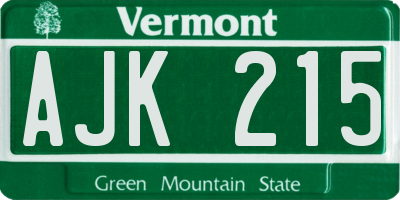 VT license plate AJK215