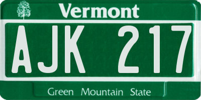 VT license plate AJK217