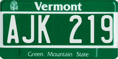 VT license plate AJK219
