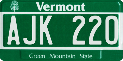 VT license plate AJK220