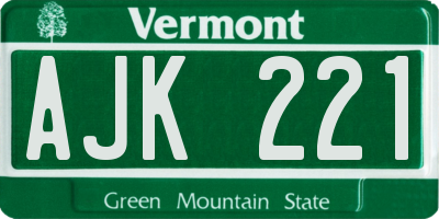 VT license plate AJK221