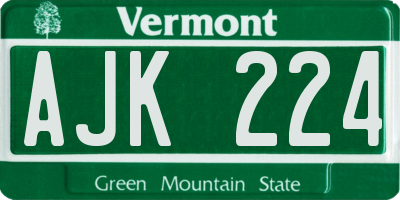 VT license plate AJK224