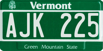 VT license plate AJK225