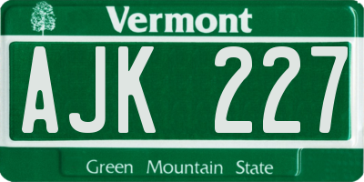 VT license plate AJK227