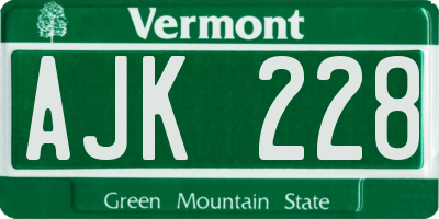 VT license plate AJK228