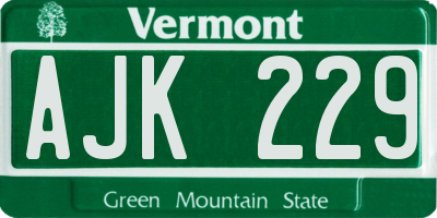 VT license plate AJK229