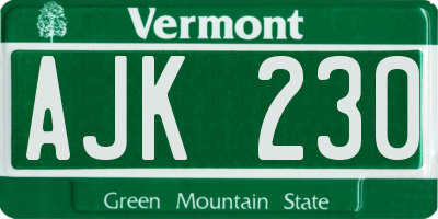 VT license plate AJK230