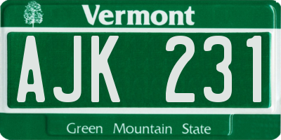 VT license plate AJK231