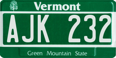 VT license plate AJK232