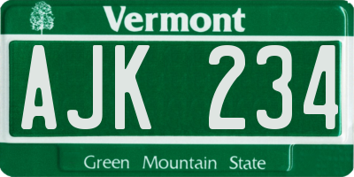 VT license plate AJK234